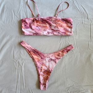 Pink marbled bikini